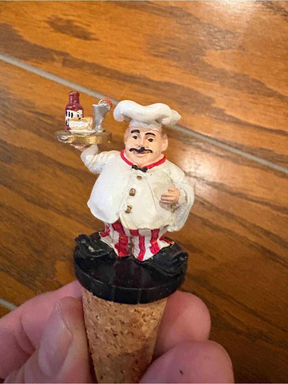 Chef Cork Bottle Stopper - White & Red Decorative Wine Stopper